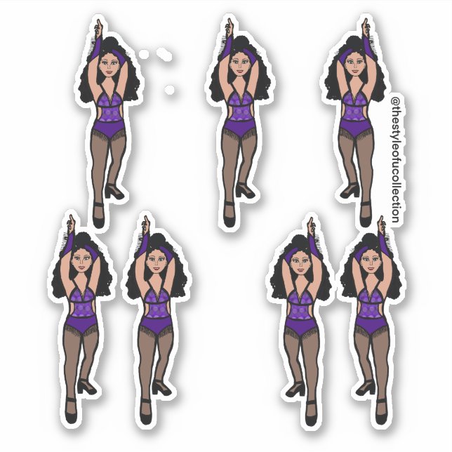Adesivo Majorette / Dancer Sticker Purple/ Preto Fringe 2 (Frente)