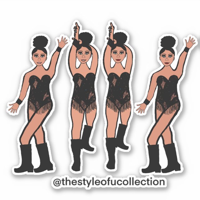 Adesivo Majorette / Dancer Stickers Black Fringe #2 (Frente)