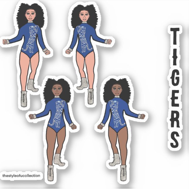 Adesivo Majorette / Dancer Stickers Blue Silver Tiger 2 (Frente)