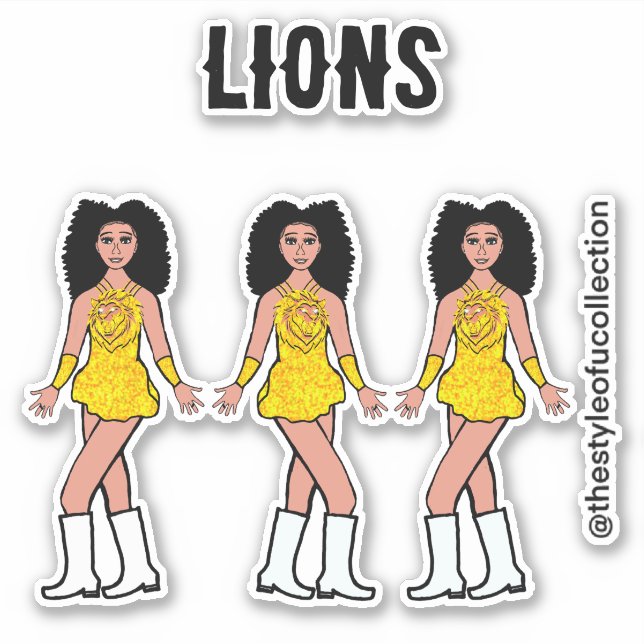 Adesivo Majorette / Dancer Stickers Dourado Lion B (Frente)