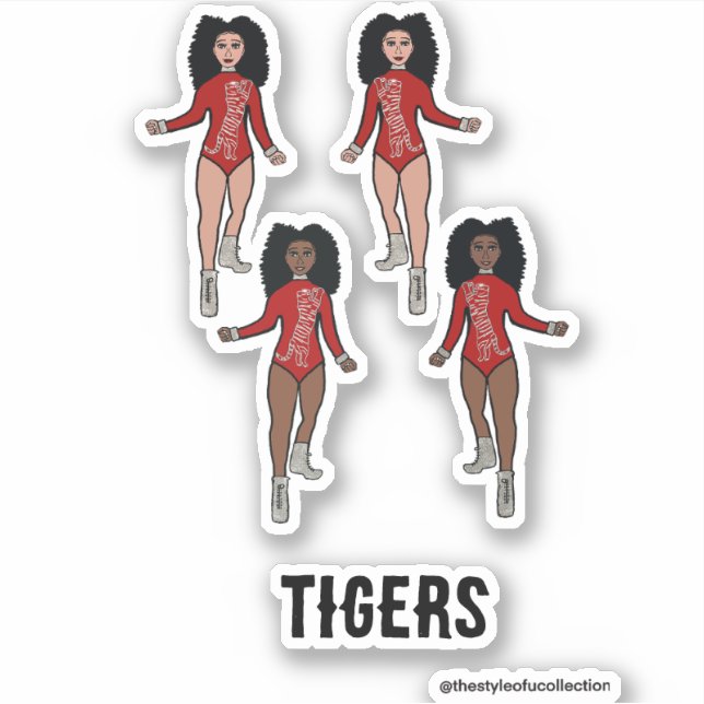 Adesivo Majorette / Dancer Stickers Red Silver Tiger (Frente)