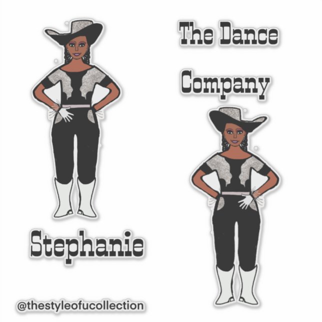 Adesivo Majorette Ocidental / Dançarina Stickers Black Sil (Frente)