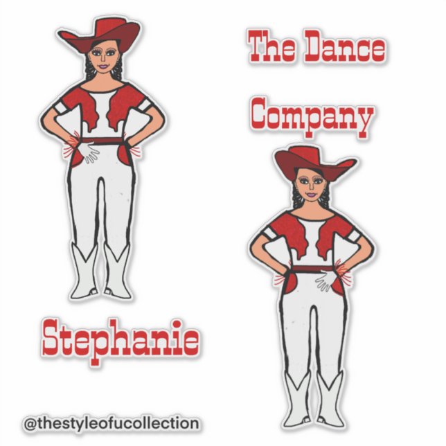 Adesivo Majorette Ocidental / Dançarina Stickers Red White (Frente)