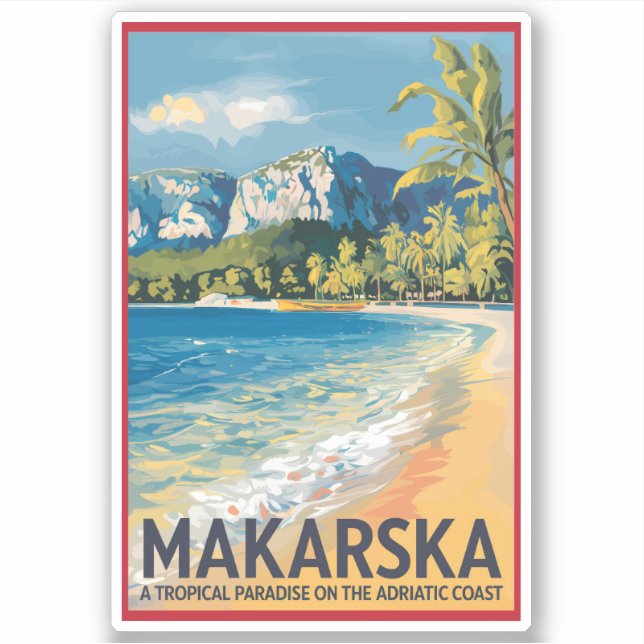 Adesivo Makarska Croácia Viagem Art Vintage (Frente)
