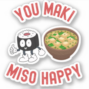 Adesivo Maki Miso Feliz - Cute Sushi Pun