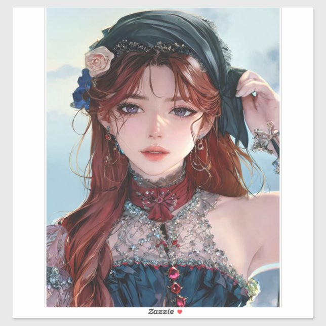 Adesivo Mala de Laptop de Menina de Animação Adorável (Folha)