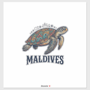 Adesivo Maldivas Tartaruga Marinha Vintage Camisa Viagem D