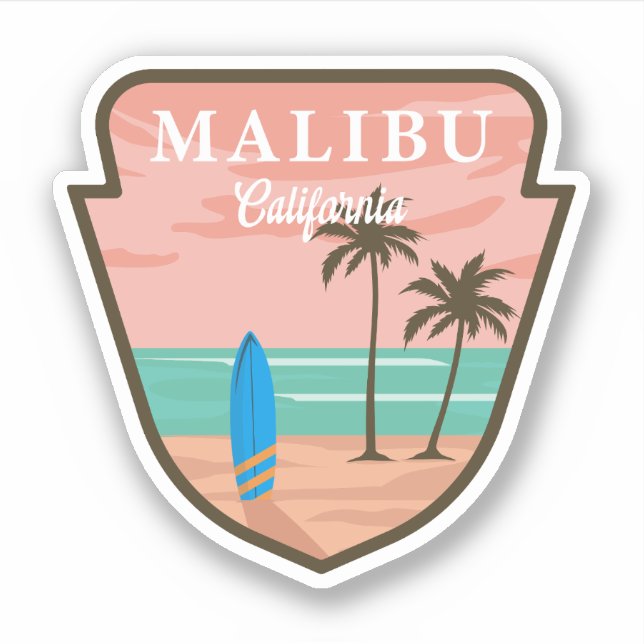 Adesivo Malibu Sticker California Beach Malibu - Bag de Bo (Frente)