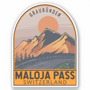 Adesivo Maloja Pass Suiça Retro Emblem