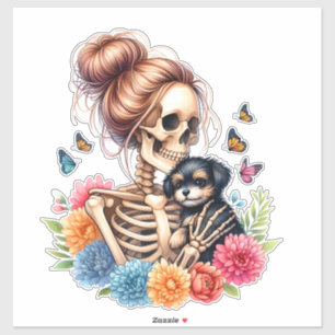 Adesivo Maluco Skeleton Cute Puppy Dog Alavanca Halloween