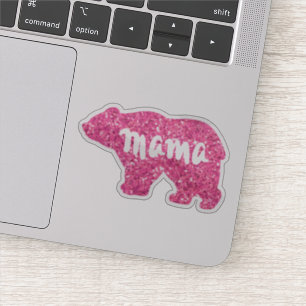 Adesivo Mama Bear   design de espumante rosa