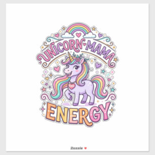 Adesivo Mama Unicórnio Energia Colorido Design Zazzle_1