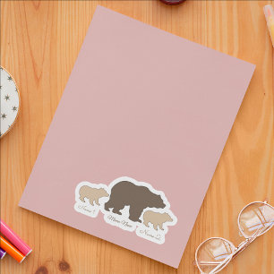 Adesivo Mama Urso Personalizada Com 2 Nomes de Filhos Pres