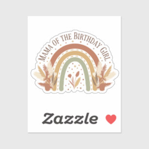 Adesivo Mamãe da Menina de Aniversário Boho Aniversário Ar