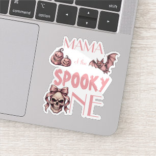 Adesivo Mamãe do Espiritoso Um Crânio e Morcego Pinkoween