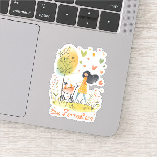 Adesivo Mamãe e Gêmeos no Stroller