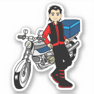 Adesivo Man Boy motociclista Rider Biker cartoon art