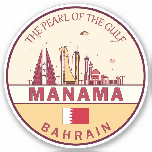 Adesivo Manama Bahrain City Skyline Emblem (Frente)