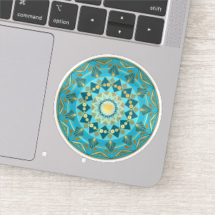 Adesivo Mandala Azul Dourado