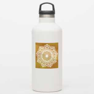 Adesivo Mandala Branco em Fundo Dourado