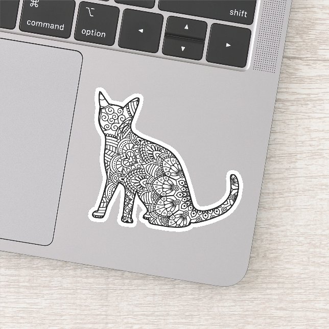 Adesivo Mandala Cat Art Também Sentada Sticker (Detalhe)