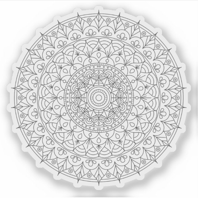 Adesivo Mandala Flor preto e branco desenhado pela mão (Frente)