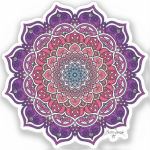 Adesivo Mandala Floral Rosa Púrpura
