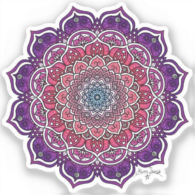Adesivo Mandala Floral Rosa Púrpura (Frente)