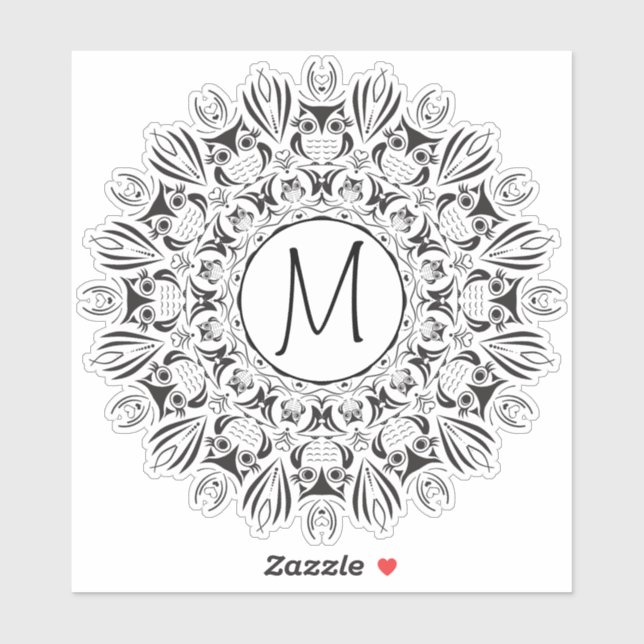 Adesivo Mandala Owl Clear Round Monographic Sticker (Folha)