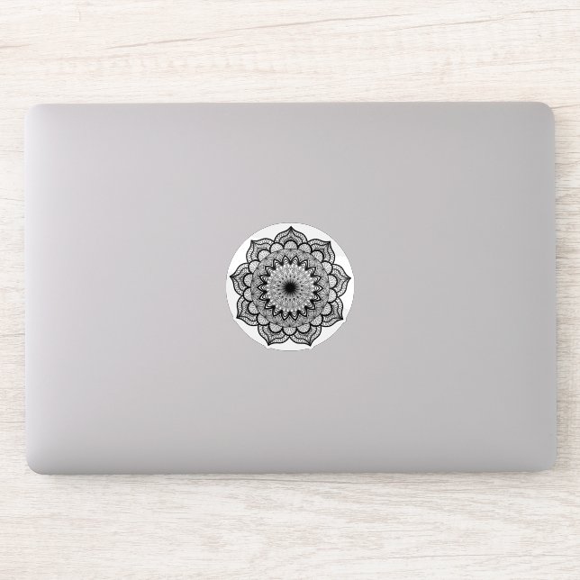 Adesivo Mandala Preto em Fundo Branco (Computador)