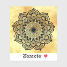 Mandala Preto em Fundo Dourado Suave