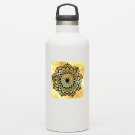 Adesivo Mandala Preto em Fundo Dourado Suave