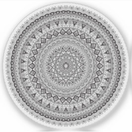 Adesivo Mandala Retro desenhada à mão flor preta e branca