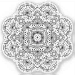 Adesivo Mandala Retro desenhada à mão orgânica preto e bra