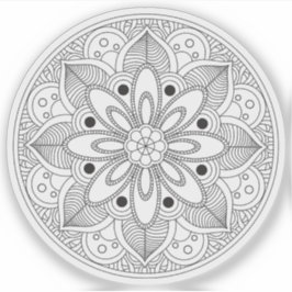 Adesivo Mandala Retro desenhada à mão orgânica preto e bra