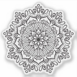 Adesivo Mandala Retro desenhada à mão orgânica preto e bra