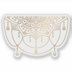 Adesivo Mandala Retro desenho à mão dourado tatuagem