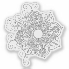 Adesivo Mandala Retro desenho à mão tatuagem flor de henna