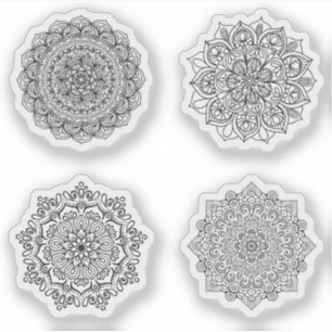 Adesivo Mandala Retro hand henna tatuagem definida 4x