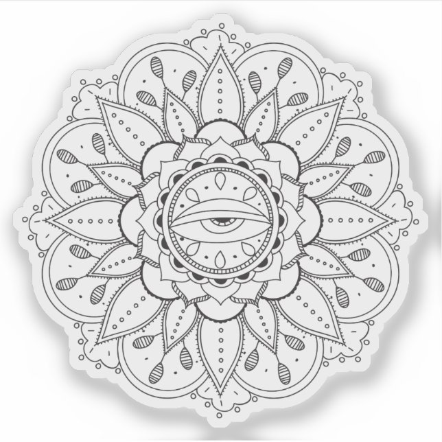 Adesivo Mandala Retro mão desenhada tatuagem de henna flor (Frente)