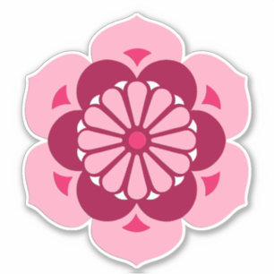 Adesivo Mandala, rosa, fúcsia e Borgonha da flor de Lotus