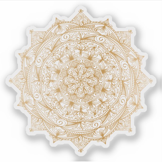 Adesivo Mandala - Tatuagem de ouro desenhada manualmente (Frente)
