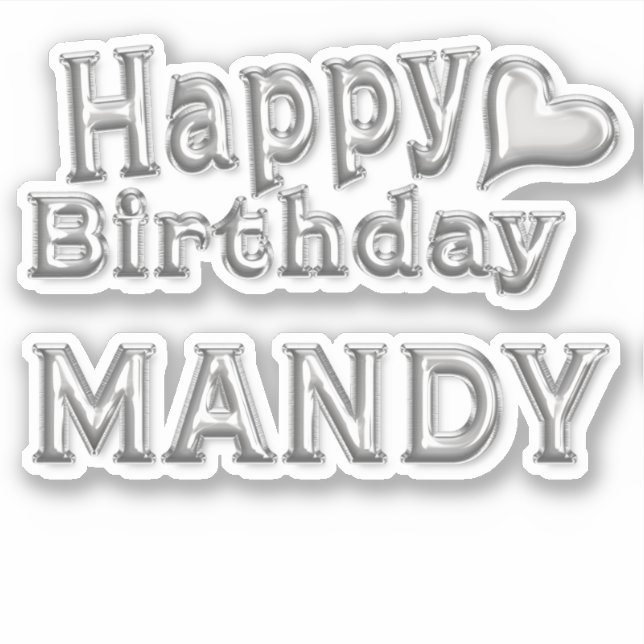 Adesivo Mandy Happy Birthday silver Aufkleber Sticker (Frente)