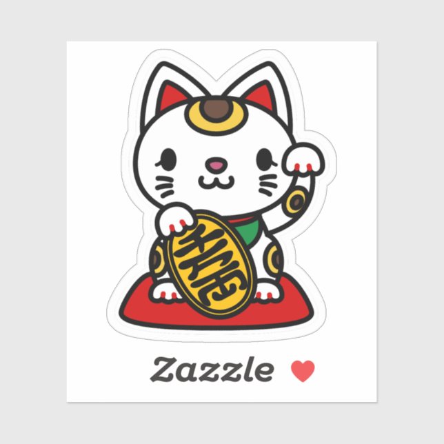 Adesivo Maneki Neko (Gato Sortudo) (Folha)
