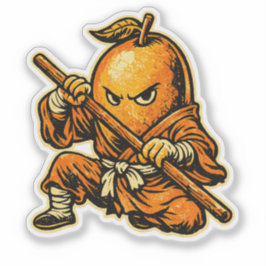 Adesivo Mango Monk — Funny Tropical Fruit Shaolin Warrior 