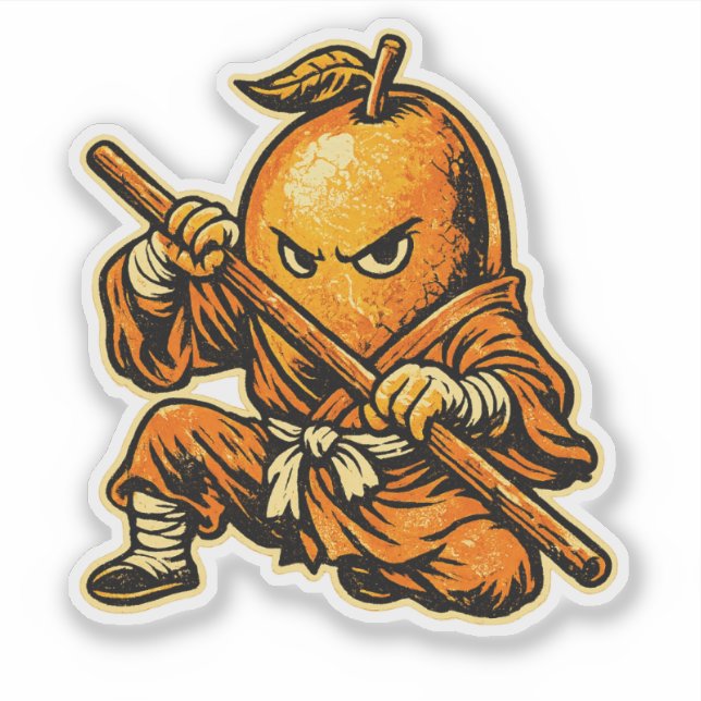 Adesivo Mango Monk — Funny Tropical Fruit Shaolin Warrior  (Frente)