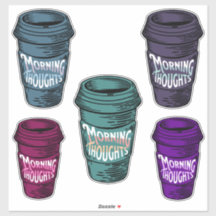 Manhã Pensando Em Uma Folha De Vinheta De Café