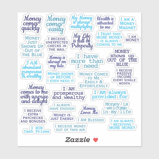 Adesivo Manifestação Money Prosperity Citações Manifestant (Folha)