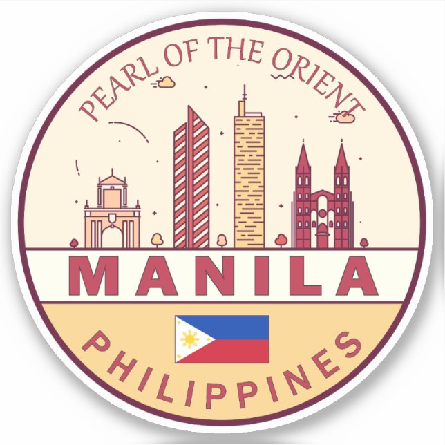 Adesivo Manila Filipinas City Skyline Emblem (Frente)