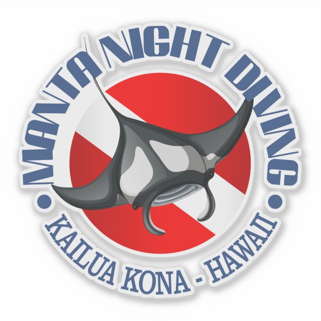 Adesivo Manta Night Diving (Kailua Kona) (Frente)
